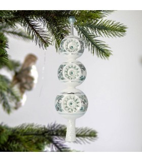 Christmas tree pin - white with holly