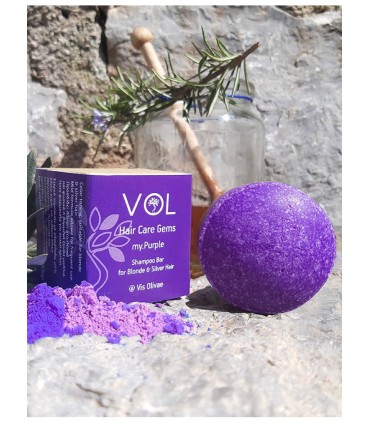 Shampoo bar "My.Purple" - 55 g - with laurel, olive, argan - VisOlivae